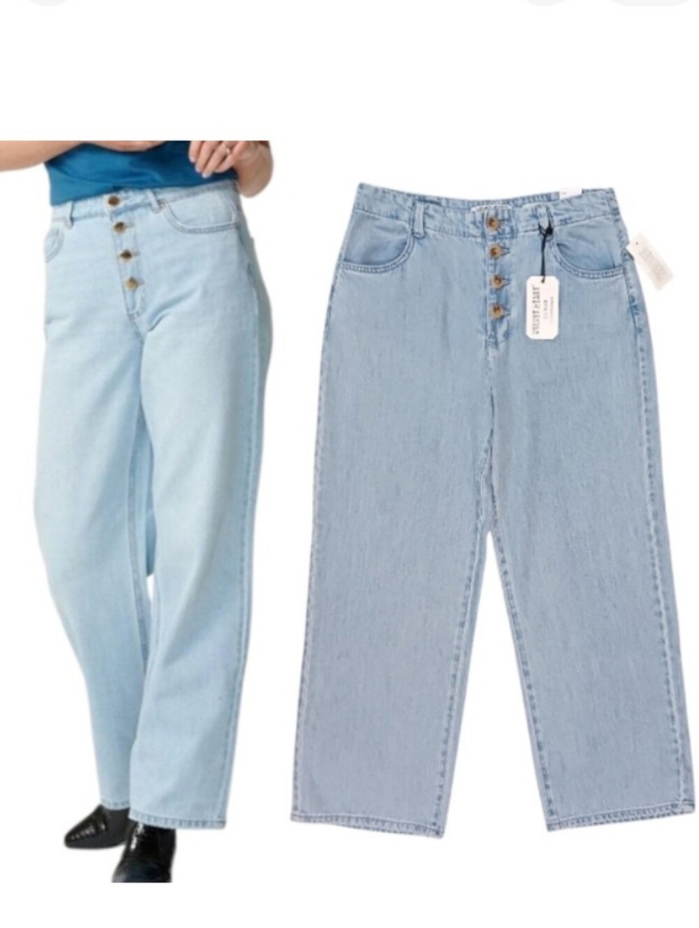 Velvet Heart Laura High Waist Wide Leg Jeans Light Wash